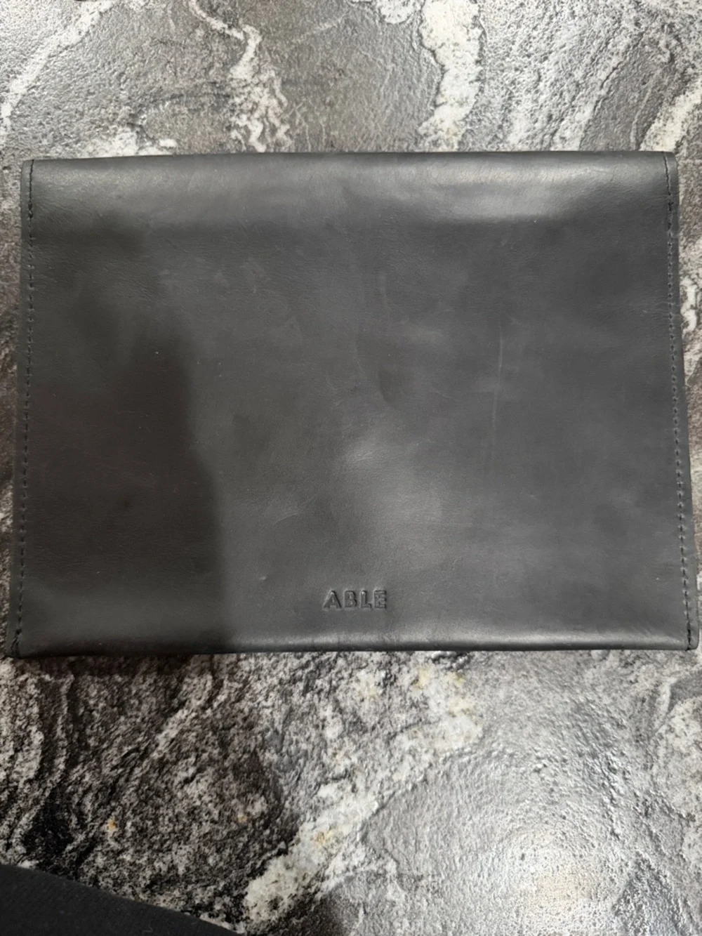 ABLE Black Leather Envelope Clutch